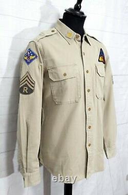 Mens Polo Ralph Lauren military surplus Army patch shirt twill overshirt large