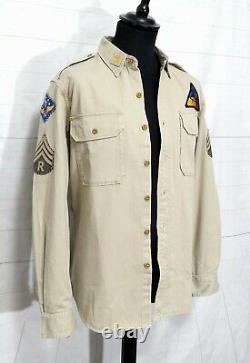 Mens Polo Ralph Lauren military surplus Army patch shirt twill overshirt large