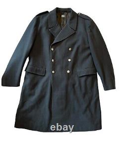 Mens Swedish Army Military Blue Wool Trench Coat Pea Coat Jacket Vtg 1962 E 112