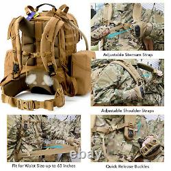 Military Army Large Rucksack MOLLE 2 Tactical Backpack with Pouches Coyote Brown