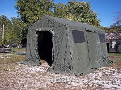 Military Base X Tent 203 Army Surplus Canvas 210 Sq-ft Has Liner And Floor