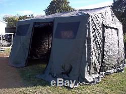 Military Base X Tent 203 Army Surplus Canvas 210 Sq-ft No Liner Yes Floor