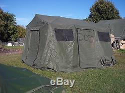 Military Base X Tent 203 Army Surplus Canvas 210 Sq-ft No Liner Yes Floor