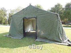 Military Base X Tent 303 Army Surplus Canvas 270 Sq-ft Has Liner And Floor
