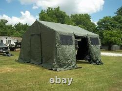 Military Base X Tent 303 Army Vinyl Canvas 270 Sq-ft Has Liner And Floor+cords
