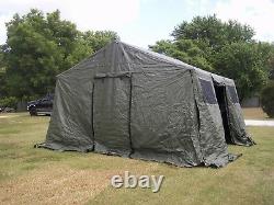 Military Base X Tent 303 Army Vinyl Canvas 270 Sq-ft Has Liner And Floor+cords