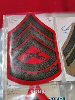 Military Lot of 155+ USMC ARMY Military Patches +Misc Pins, Buttons, Ribbons Tags