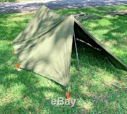 Military Shelter Half 1/2 Pup Tent Vietnam Army W Poles AND Stakes Dated 1967