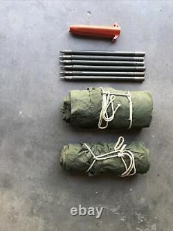 Military Shelter Half 1/2 Pup Tent Vietnam Style Army With Poles Stakes Complete