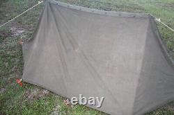 Military Shelter Pup Tent Complete Army 6 Pole 11 Stakes 2 Halves 2 Rope Vietnam