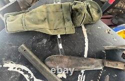 Military Shovel, Pickaxe. Machete And Carry Bag