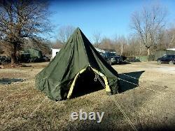 Military Surplus 13x13 Arctic Tent Hex Camping Hunting-repaired+liner+pole Army