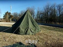 Military Surplus 13x13 Arctic Tent Hex Camping Hunting-repaired+liner+pole Army