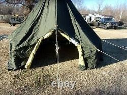 Military Surplus 13x13 Arctic Tent Hex Camping Hunting-repaired+liner+pole Army