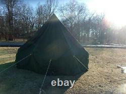 Military Surplus 13x13 Arctic Tent Hex Camping Hunting-repaired+liner+pole Army