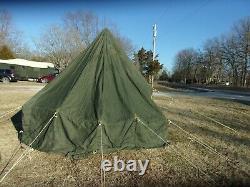 Military Surplus 13x13 Arctic Tent Hex Camping Hunting-repaired+pole+liner Army
