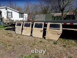 Military Surplus 4 Man Hmmwv Soft Door Set Tan M998 + Handles + Hinges Army