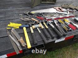 Military Surplus Carpenters Tool Box Saw Hammer Level Wrench Plane Chisel Army