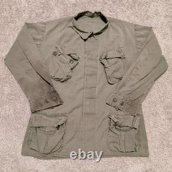 Military Surplus Jungle Fatigue Jacket Mens L Olive Green 1968 Ripstop Poplin