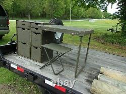 Military Surplus Portable Wood Field Desk- Kids Desk+ Seat Stool-damaged -army