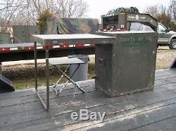 Military Surplus Portable Wood Field Desk + Seat+drawer Organizer+lock- Us Army