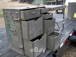 Military Surplus Portable Wood Field Desk + Seat+drawer Organizer+lock- Us Army