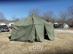 Military Surplus Vinyl Canvas Gp Small Tent Hunting Us Army Repaired- No Poles