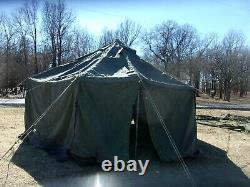 Military Surplus Vinyl Canvas Gp Small Tent Hunting Us Army Repaired- No Poles