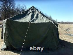 Military Surplus Vinyl Canvas Gp Small Tent Hunting Us Army Repaired- No Poles