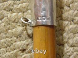 Military Swagger Stick H/M London 1907 Silver Pommel Top & Bovine Horn Ferrule