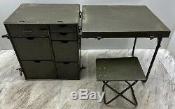 NOS US Military Army Field Office Desk USGI Storage Table Drawers Seat Lock Key