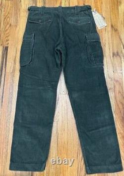 NWT Ralph Lauren RRL Corduroy Army Green Military Field Surplus Cargo Pants 33