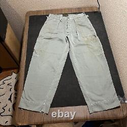 OG-107 VINTAGE 1950s Korea ARMY COMBAT PANTS 50s military cargo trousers snap