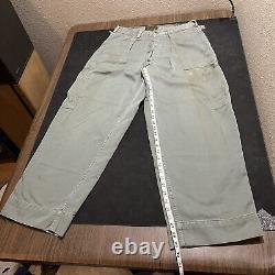 OG-107 VINTAGE 1950s Korea ARMY COMBAT PANTS 50s military cargo trousers snap