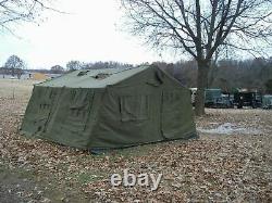 ONE MILITARY SURPLUS 16 x16 REG CANVAS FRAME TENT CENTER SECTION- ARMY-NO FRAMES