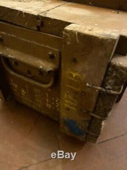 Old vintage wooden army Raf Military box trunk case ammo Industrial