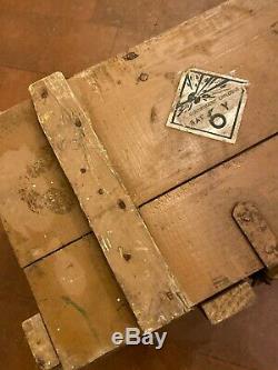 Old vintage wooden army Raf Military box trunk case ammo Industrial