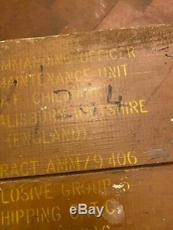 Old vintage wooden army Raf Military box trunk case ammo Industrial