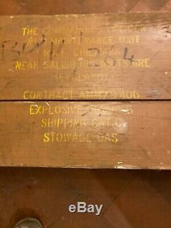 Old vintage wooden army Raf Military box trunk case ammo Industrial