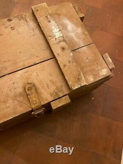 Old vintage wooden army Raf Military box trunk case ammo Industrial