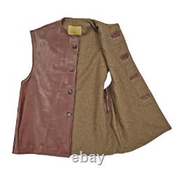 Original Army Vest Vintage Belgian Military Jerkin WW2 Leather Wool Waistcoat