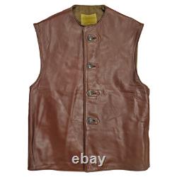 Original Army Vest Vintage Belgian Military Jerkin WW2 Leather Wool Waistcoat