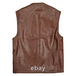Original Army Vest Vintage Belgian Military Jerkin WW2 Leather Wool Waistcoat