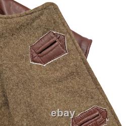 Original Army Vest Vintage Belgian Military Jerkin WW2 Leather Wool Waistcoat