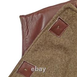 Original Army Vest Vintage Belgian Military Jerkin WW2 Leather Wool Waistcoat