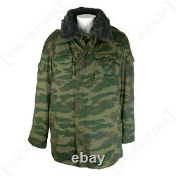 Original Russian Army Flora Camouflage Jacket with Liner & Fur Collar Surplus