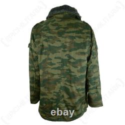 Original Russian Army Flora Camouflage Jacket with Liner & Fur Collar Surplus