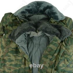 Original Russian Army Flora Camouflage Jacket with Liner & Fur Collar Surplus