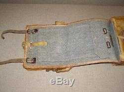 Original Swiss Army Cowhide Leather Backpack Rucksack Military Vintage