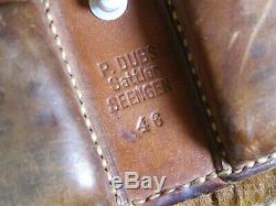 Original Swiss Army Cowhide Leather Backpack Rucksack Military Vintage